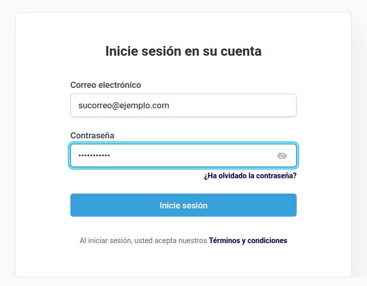 La pantalla de entrar: su correo y su clave (aquí, de ejemplo)