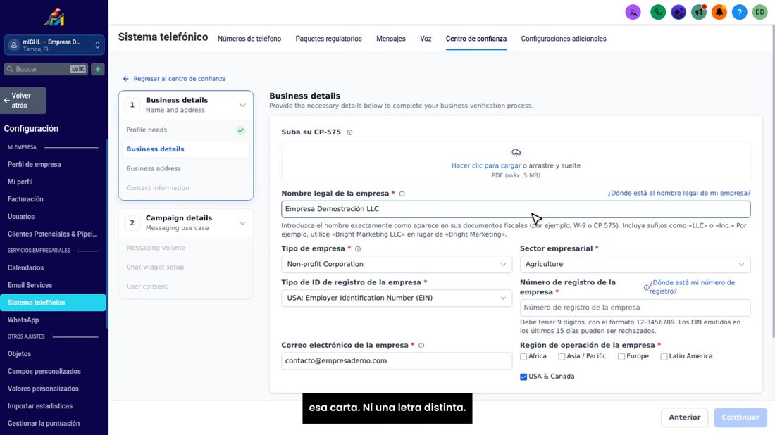 En «Nombre legal», escriba el nombre exactamente como sale en esa carta. Ni una letra distinta.