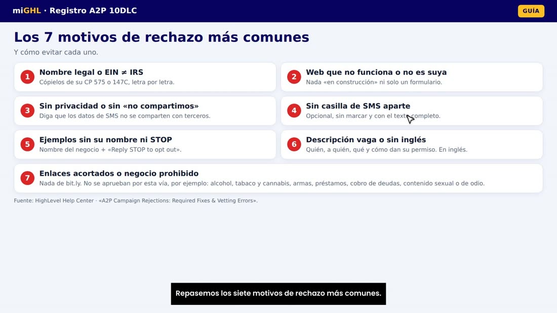 Repasemos los siete motivos de rechazo más comunes.