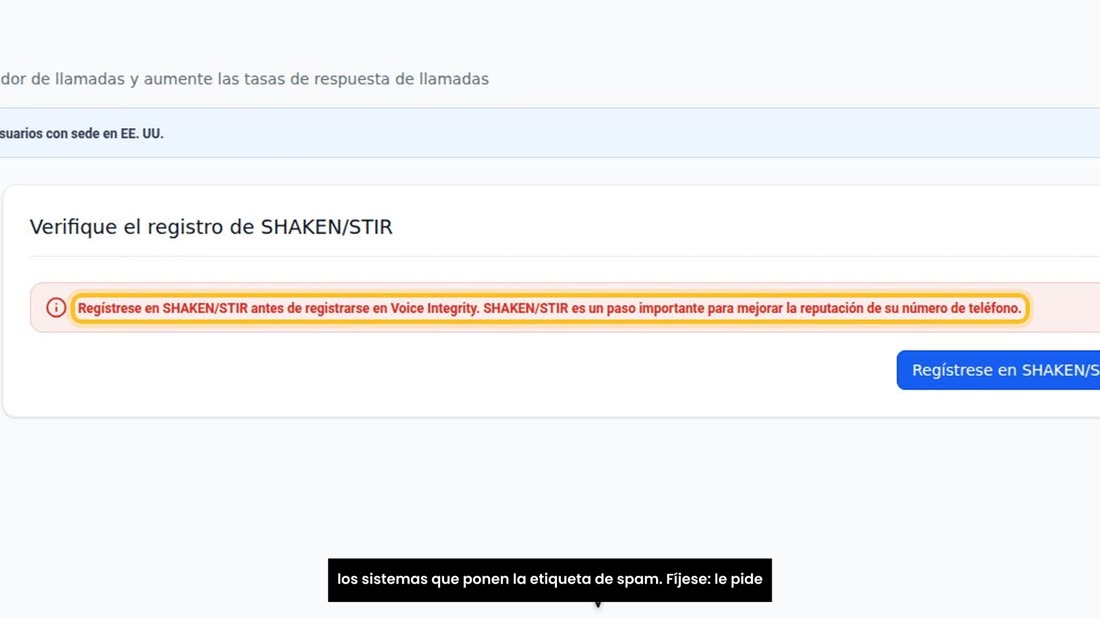 Y tercero, «Integridad de la voz»: registra sus números ante los sistemas que ponen la etiqueta de spam. Fíjese: le pide