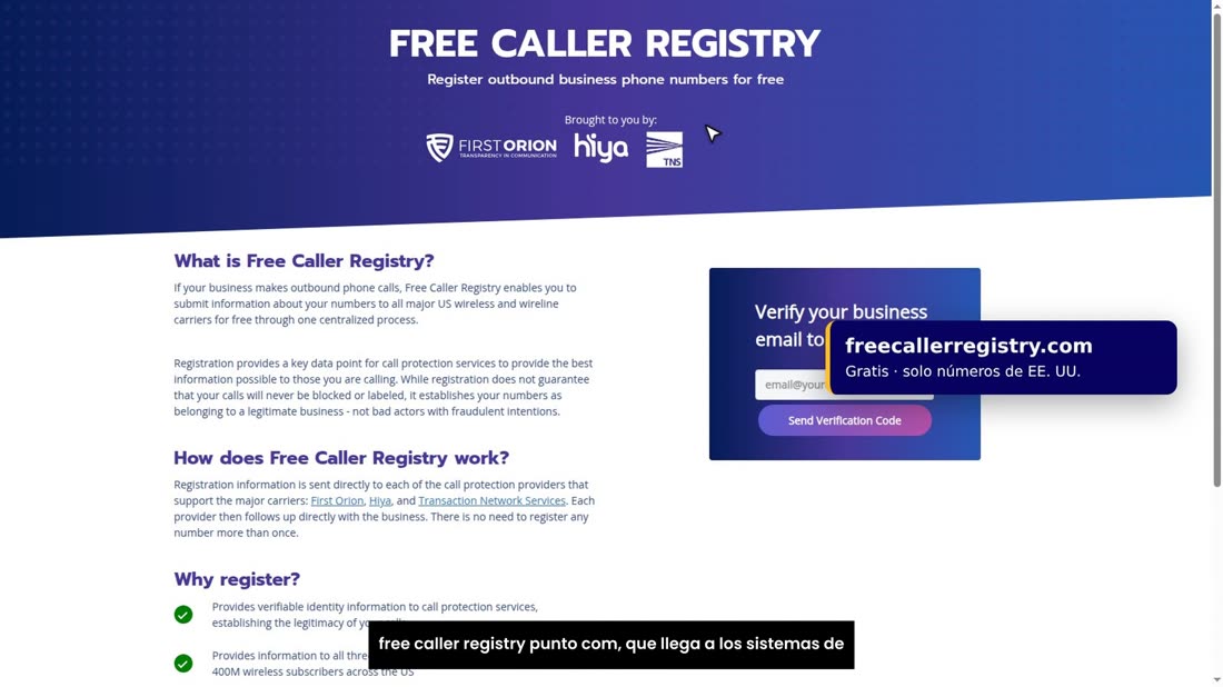 Si no tiene EIN, o mientras espera, hay un registro gratuito: free caller registry punto com, que llega a los sistemas d