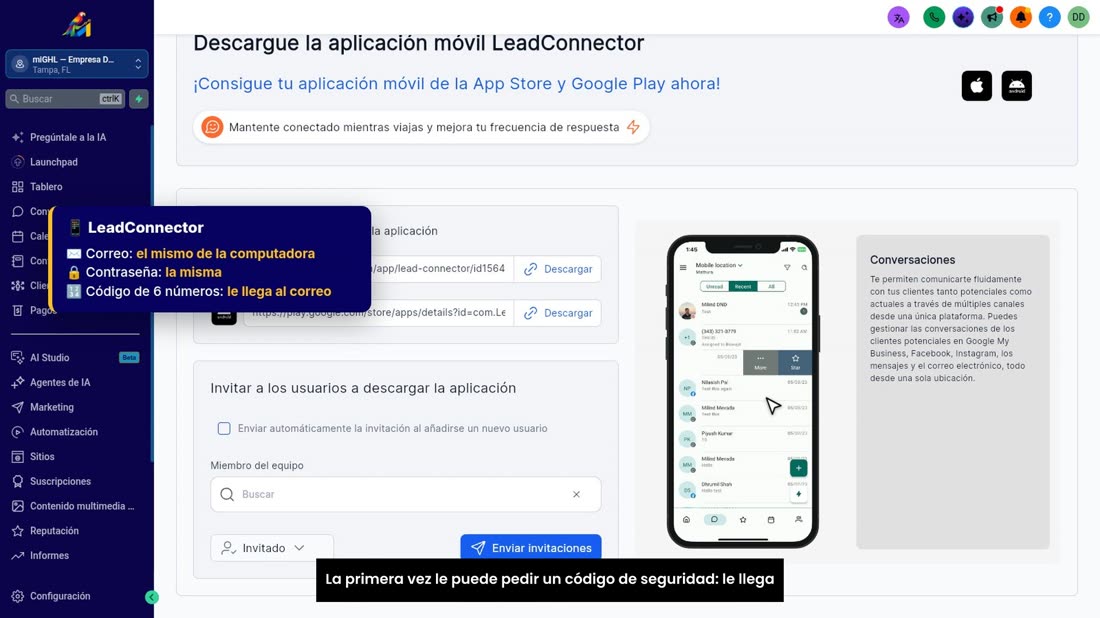La primera vez le puede pedir un código de seguridad: le llega a su correo.