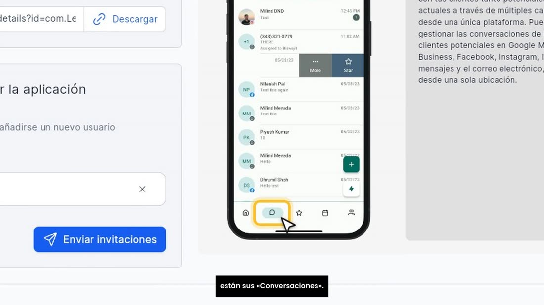 Así se ve la app. Abajo, en el icono del globo de mensajes, están sus «Conversaciones».