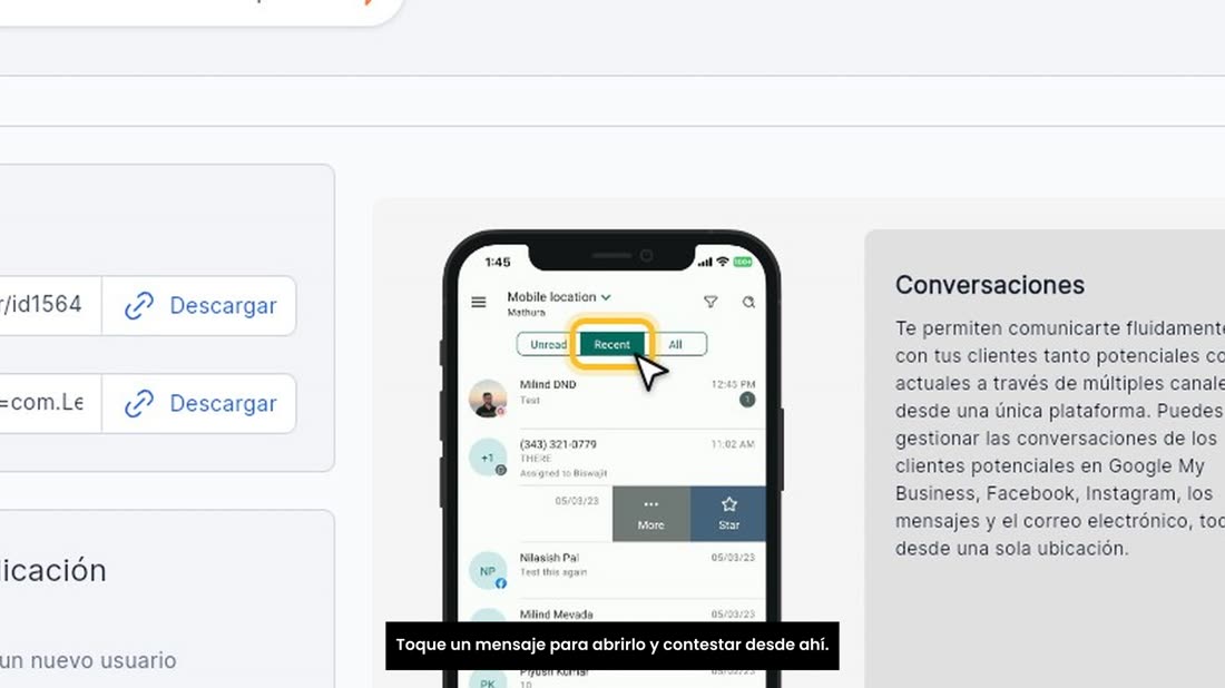 Toque un mensaje para abrirlo y contestar desde ahí.