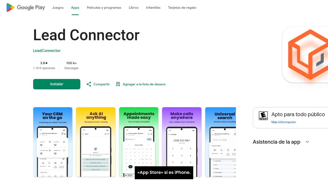 En su celular, abra la tienda: «Play Store» si es Android, o «App Store» si es iPhone.
