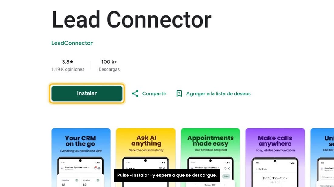 Pulse «Instalar» y espere a que se descargue.
