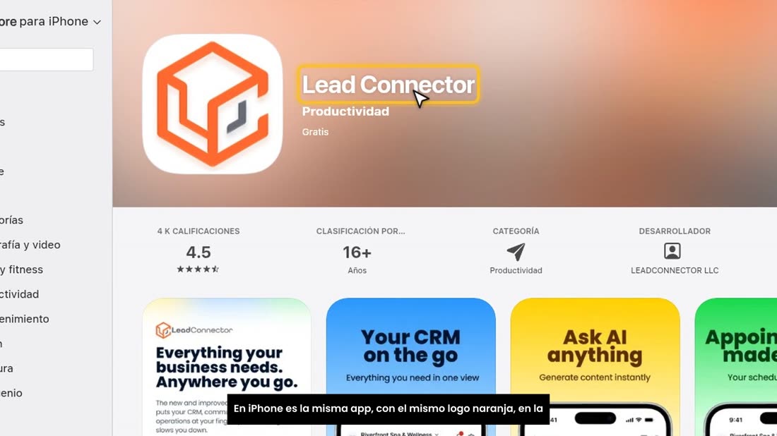 En iPhone es la misma app, con el mismo logo naranja, en la App Store.