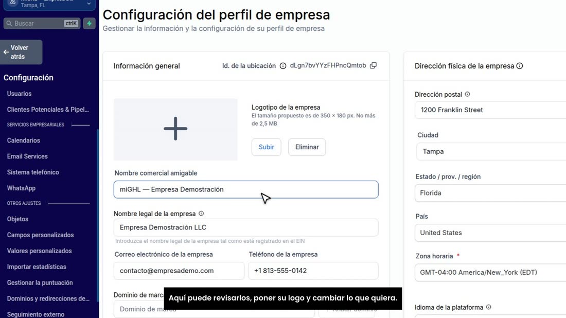 Aquí puede revisarlos, poner su logo y cambiar lo que quiera.