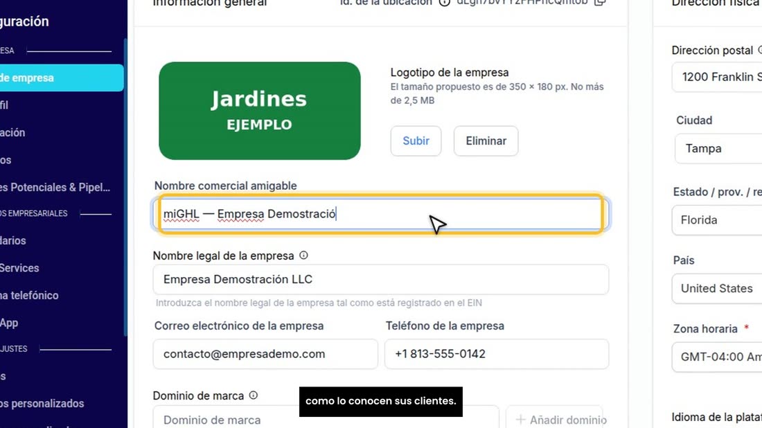En «Nombre comercial amigable» va el nombre de su negocio tal como lo conocen sus clientes.