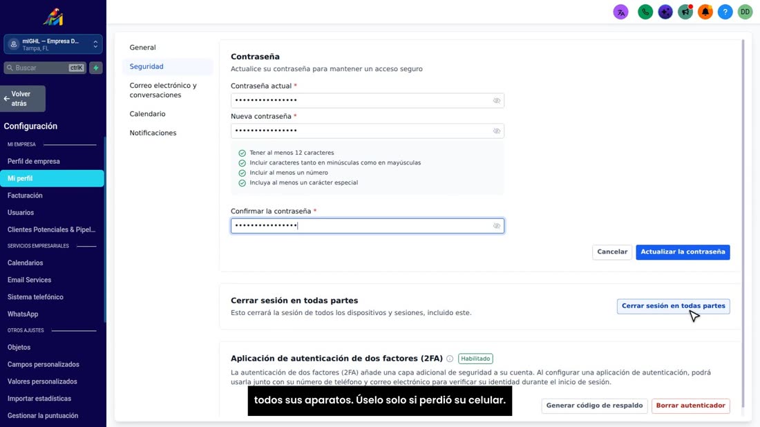 Ojo con este botón: «Cerrar sesión en todas partes» le saca de todos sus aparatos. Úselo solo si perdió su celular.