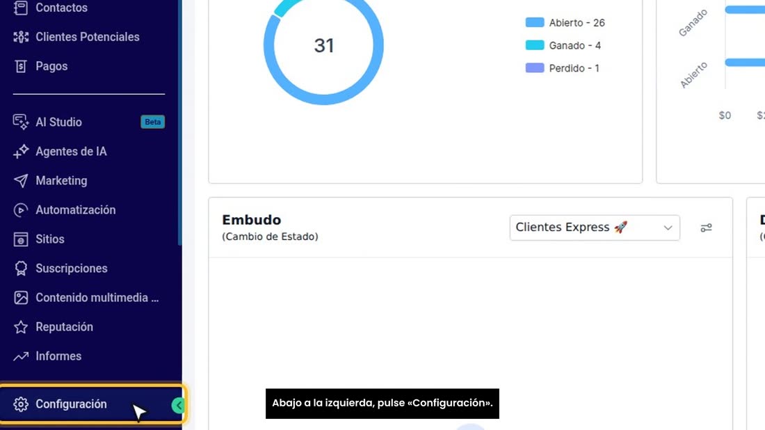 Abajo a la izquierda, pulse «Configuración».