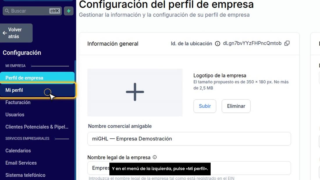 Y en el menú de la izquierda, pulse «Mi perfil».