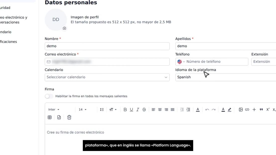 Aquí, en la pestaña «General», busque «Idioma de la plataforma», que en inglés se llama «Platform Language».