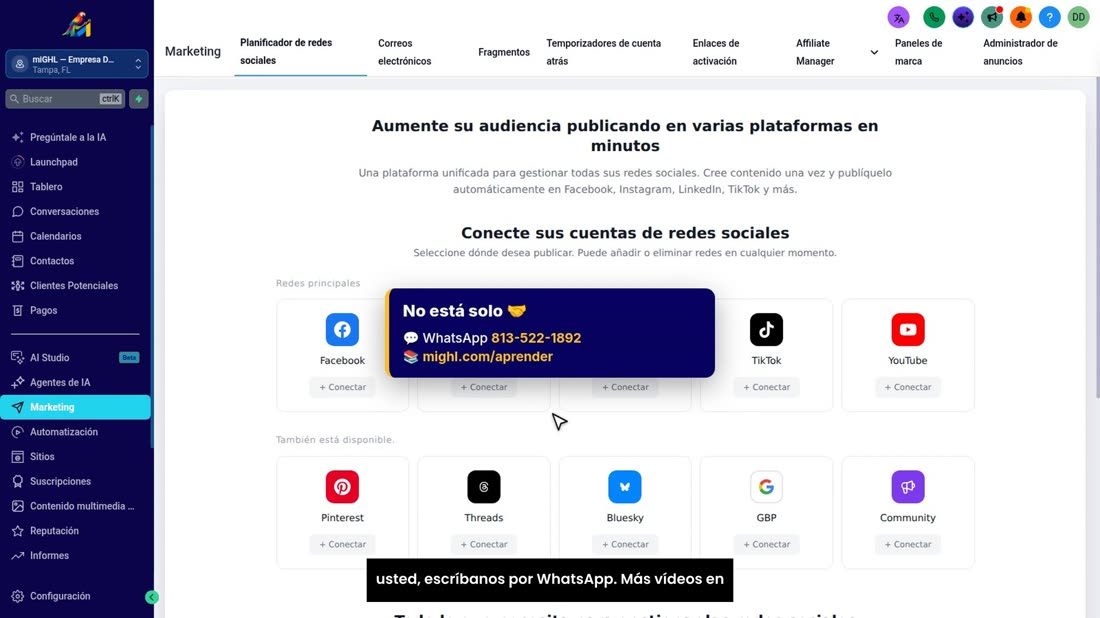 Y no está solo: si quiere que le conectemos sus redes con usted, escríbanos por WhatsApp. Más vídeos en mighl.com/aprend