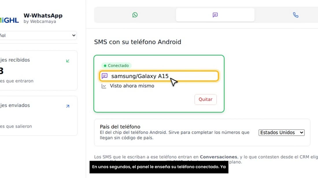 En unos segundos, el panel le enseña su teléfono conectado. Ya está.