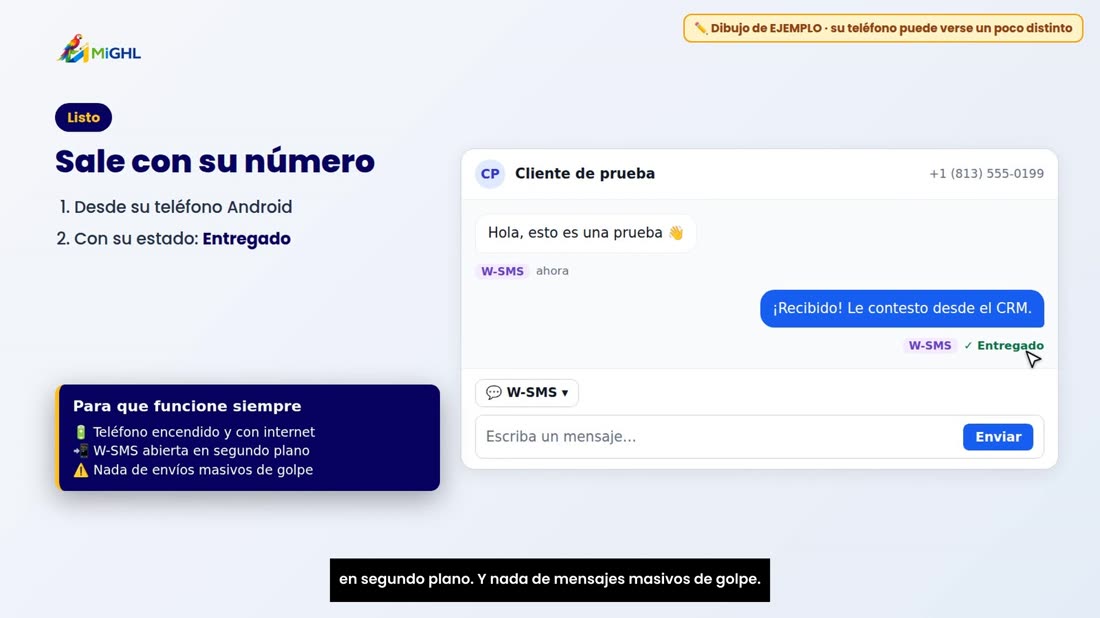 Recuerde: el teléfono encendido, con internet, y W-SMS abierta en segundo plano. Y nada de mensajes masivos de golpe.