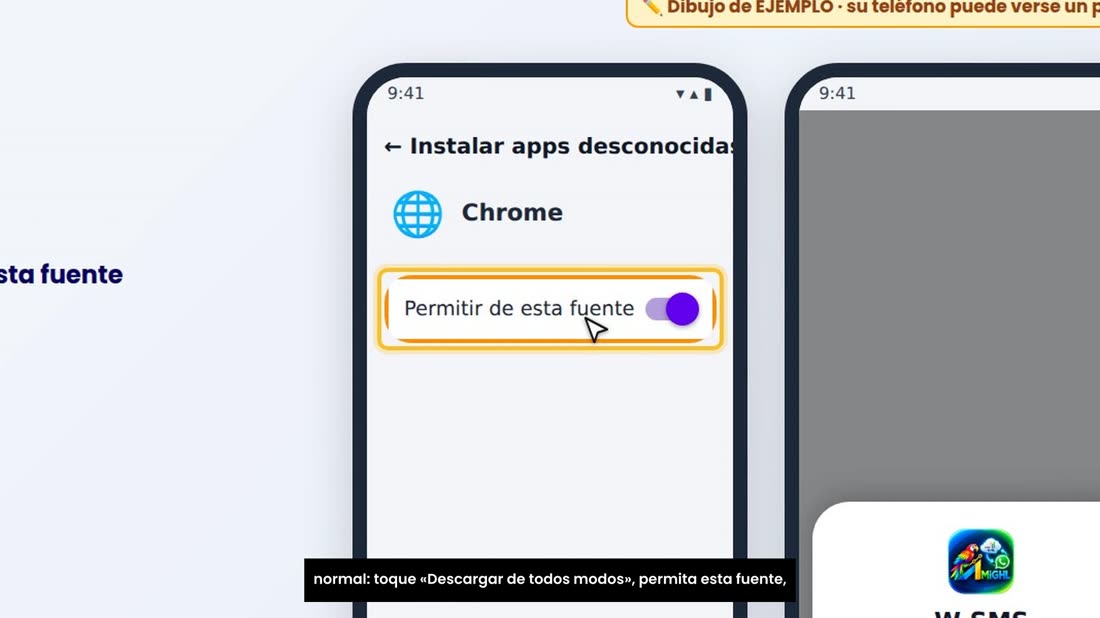 Android le avisa porque la app no viene de la Play Store. Es normal: toque «Descargar de todos modos», permita esta fuen