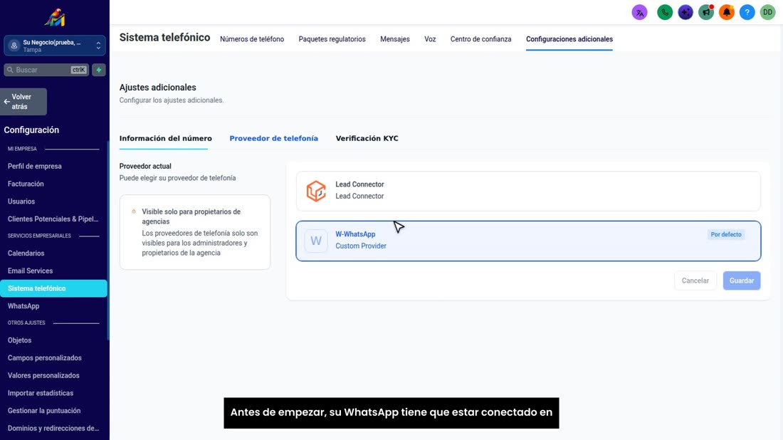 Antes de empezar, su WhatsApp tiene que estar conectado en W-WhatsApp.