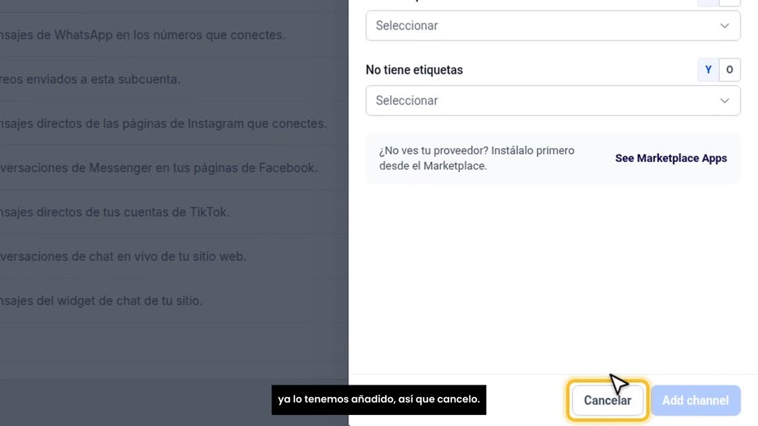 En esta ventana también puede poner etiquetas: por ejemplo, que no conteste a los contactos con la etiqueta «no bot». Aq