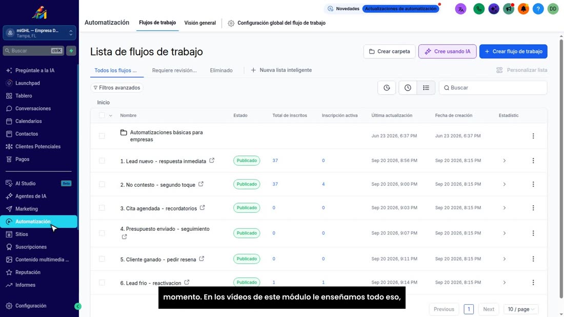 Y con las automatizaciones, el dueño recibe el aviso al momento. En los vídeos de este módulo le enseñamos todo eso, pas