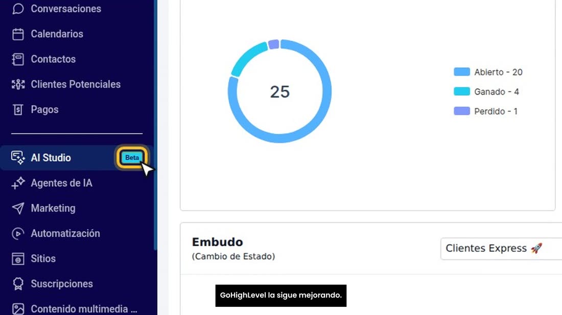 Está dentro de su subcuenta, en el menú de la izquierda: «AI Studio». Lleva la etiqueta «Beta», que quiere decir que GoH