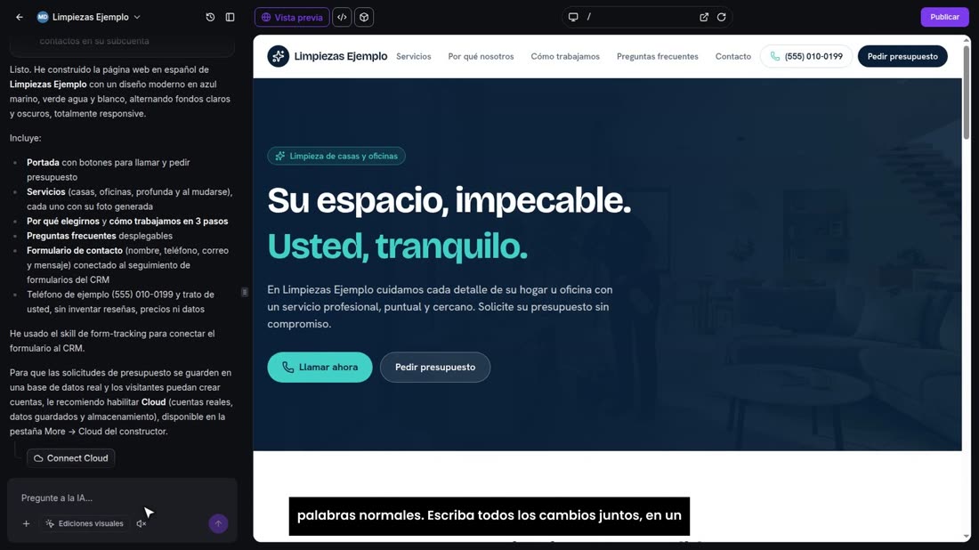 Los cambios se piden aquí abajo, en «Pregunte a la IA», con palabras normales. Escriba todos los cambios juntos, en un s