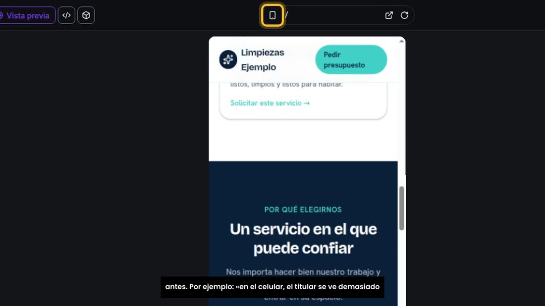 Si algo se ve mal en el celular, pídaselo al chat igual que antes. Por ejemplo: «en el celular, el titular se ve demasia