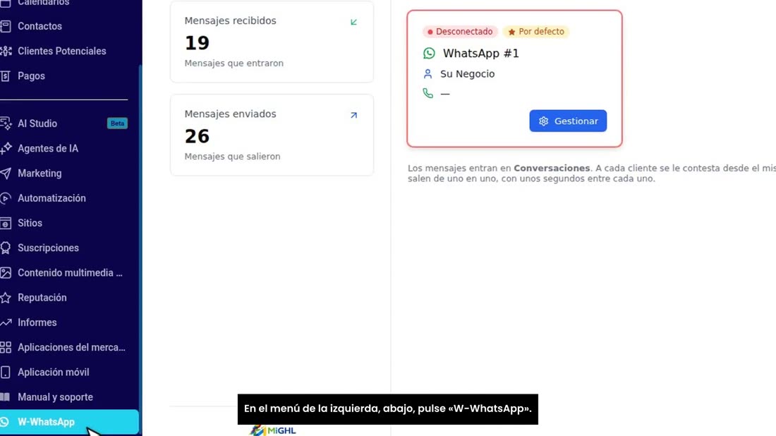 En el menú de la izquierda, abajo, pulse «W-WhatsApp».