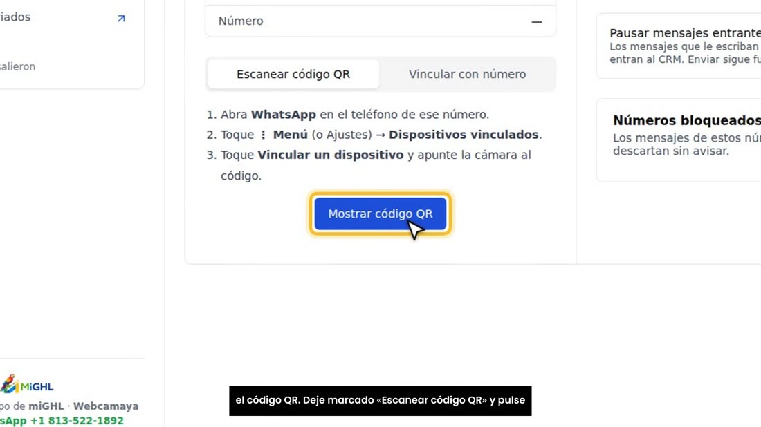 Si tiene la computadora delante y el teléfono en la mano, use el código QR. Deje marcado «Escanear código QR» y pulse «M