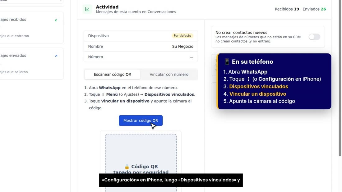 En su teléfono abra WhatsApp. Toque los tres puntitos, o «Configuración» en iPhone, luego «Dispositivos vinculados» y «V