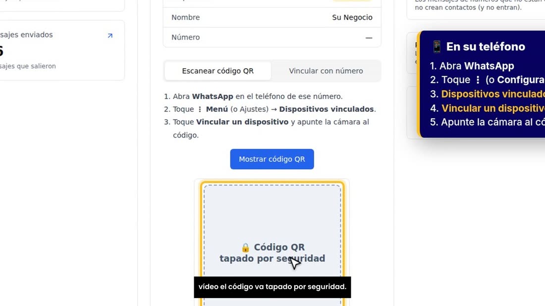 Apunte la cámara al código de la pantalla, y listo. En este vídeo el código va tapado por seguridad.