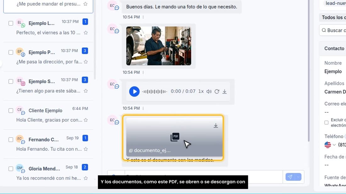 Y los documentos, como este PDF, se abren o se descargan con un clic.