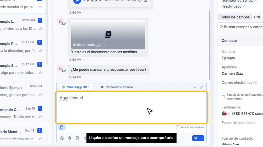Si quiere, escriba un mensaje para acompañarlo.