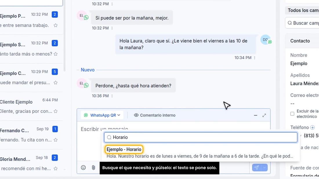 Busque el que necesita y púlselo: el texto se pone solo.