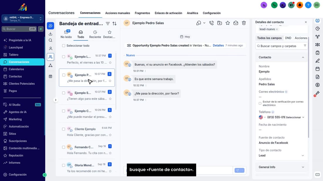 Para saber más, abra al cliente. A la derecha, en sus datos, busque «Fuente de contacto».