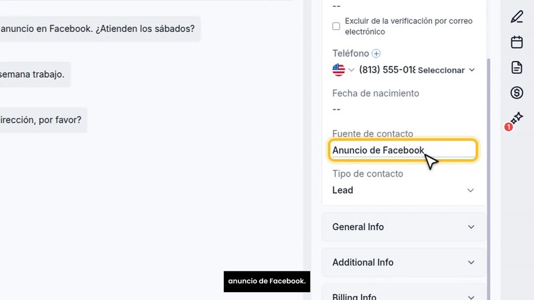 Ahí queda anotado de dónde vino: en este ejemplo, de un anuncio de Facebook.