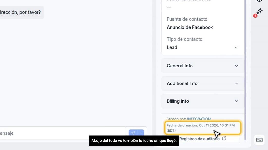 Abajo del todo ve también la fecha en que llegó.