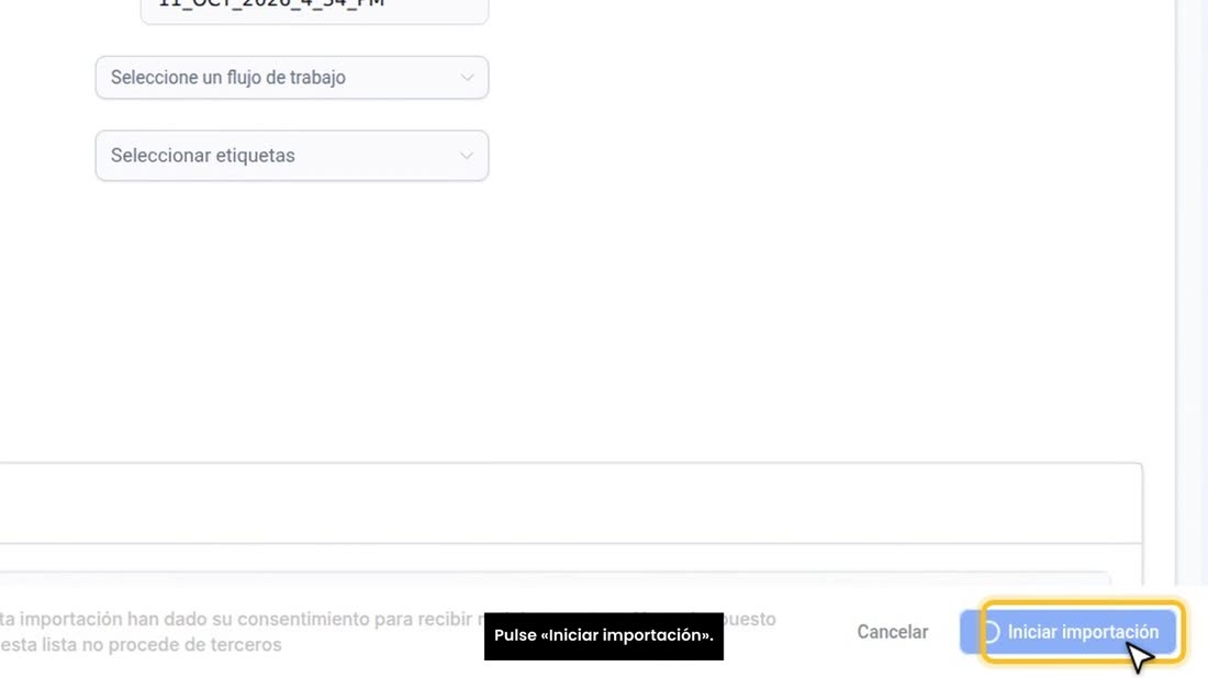 Pulse «Iniciar importación».