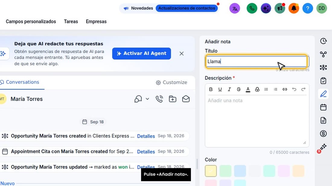 Pulse «Añadir nota».