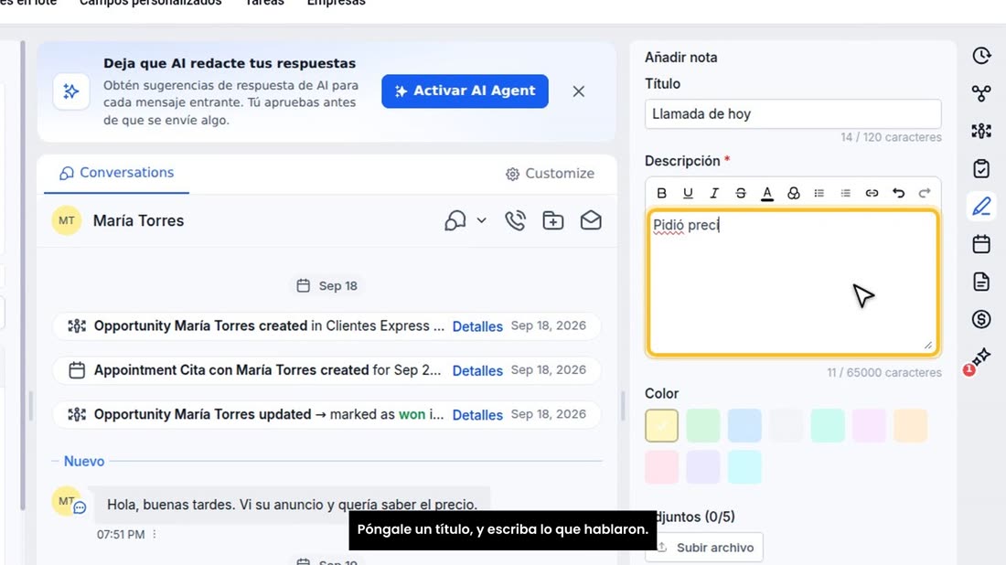 Póngale un título, y escriba lo que hablaron.