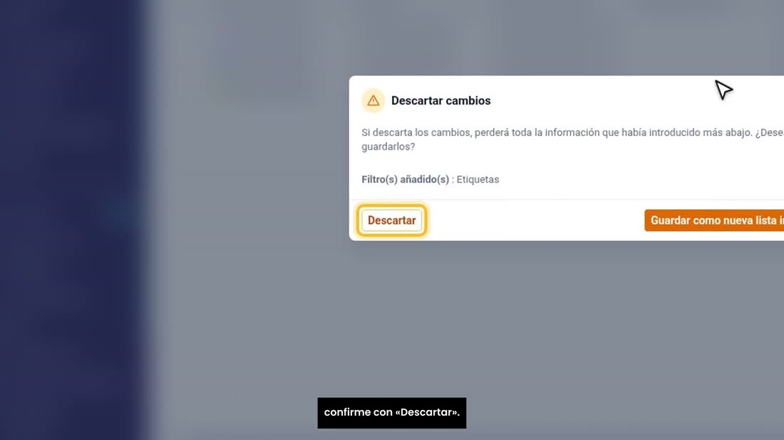Y para volver a ver a todos, pulse «Descartar cambios», y confirme con «Descartar».