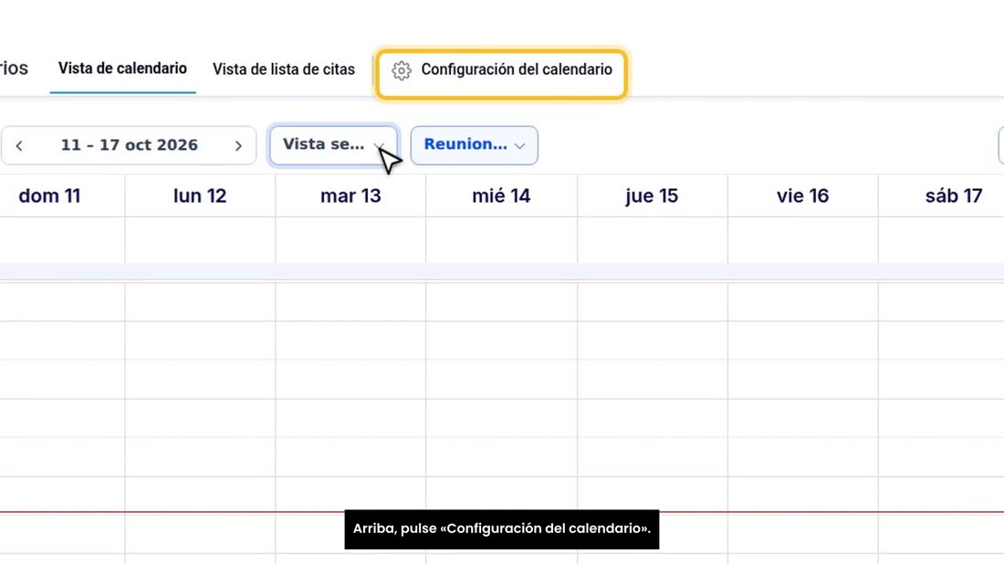 Arriba, pulse «Configuración del calendario».