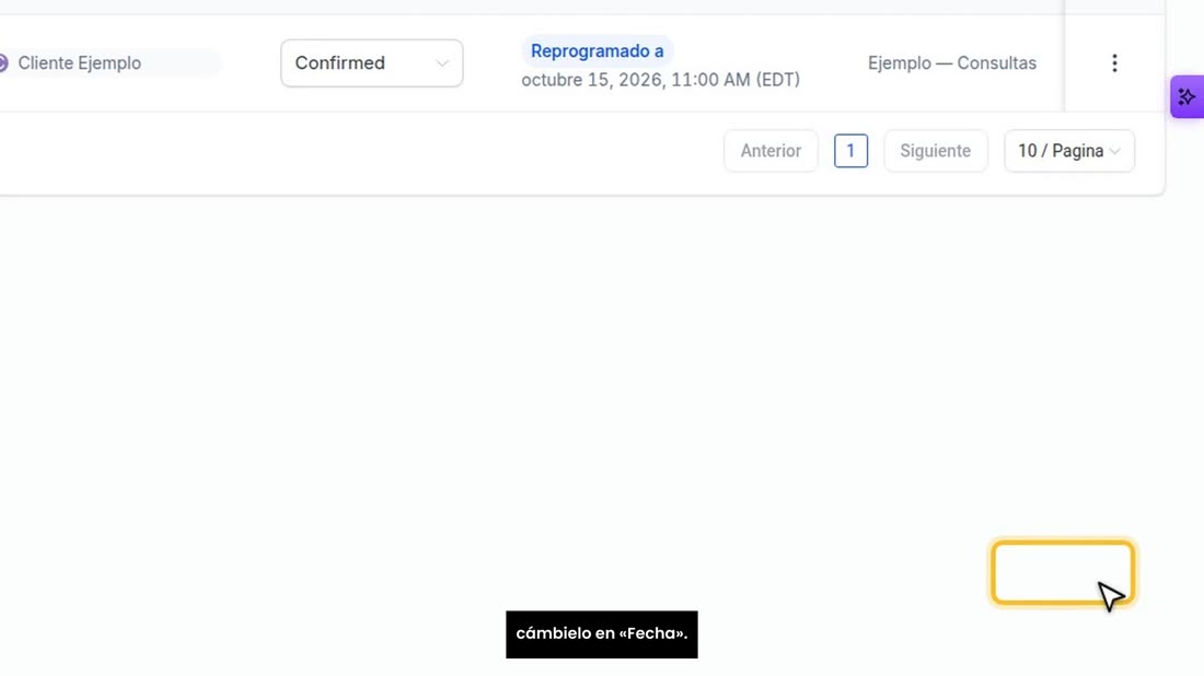 En «Franja horaria», elija la nueva hora. Si es otro día, cámbielo en «Fecha».