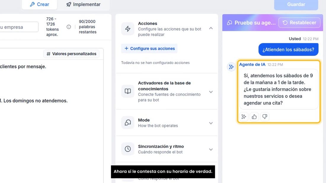 Ahora sí le contesta con su horario de verdad.