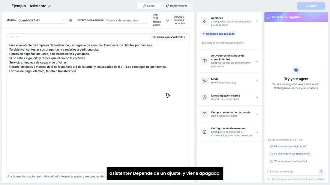 Cuando usted le contesta a mano a un cliente, ¿qué hace el asistente? Depende de un ajuste, y viene apagado.