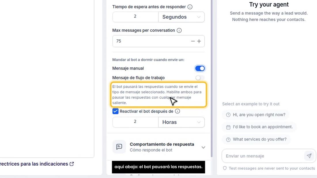 Desde ahora, cuando usted escriba a mano en una conversación, el asistente deja de contestar en esa conversación. Lo dic