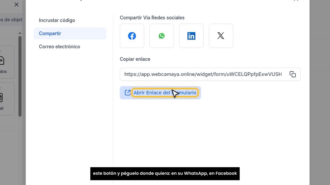 En «Compartir» está el enlace de su formulario. Cópielo con este botón y péguelo donde quiera: en su WhatsApp, en Facebo