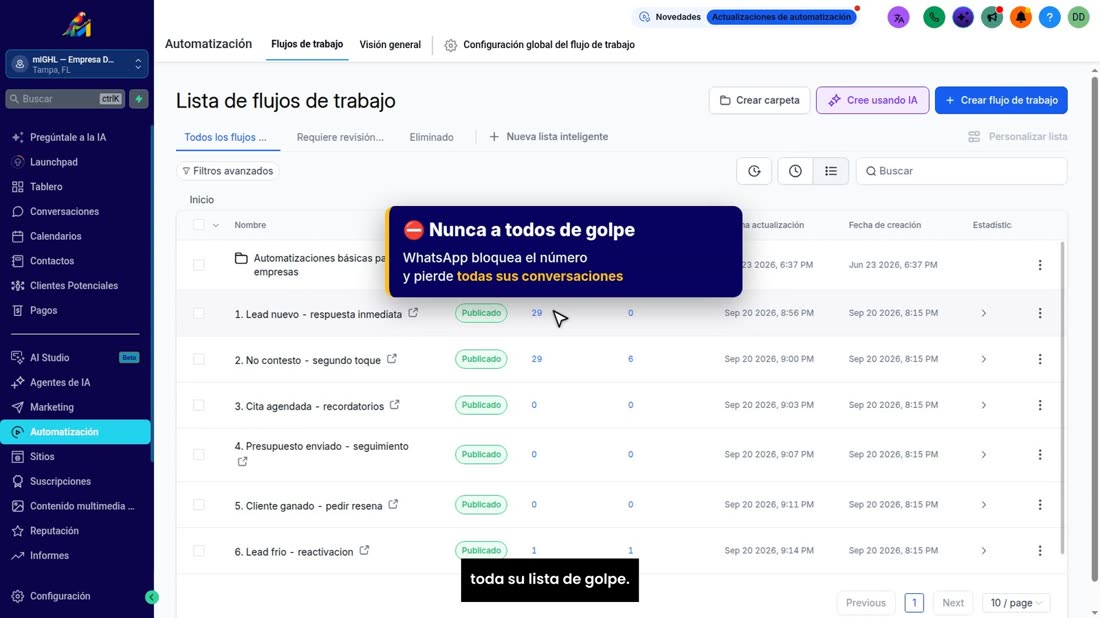 Antes de nada, lo más importante: nunca mande un mensaje a toda su lista de golpe.