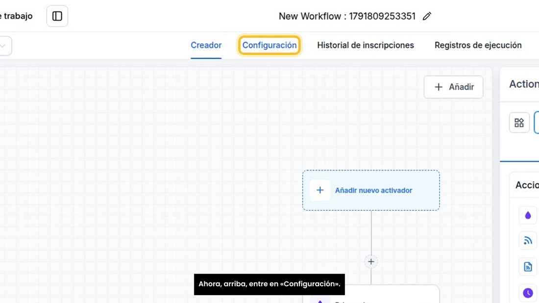Ahora, arriba, entre en «Configuración».
