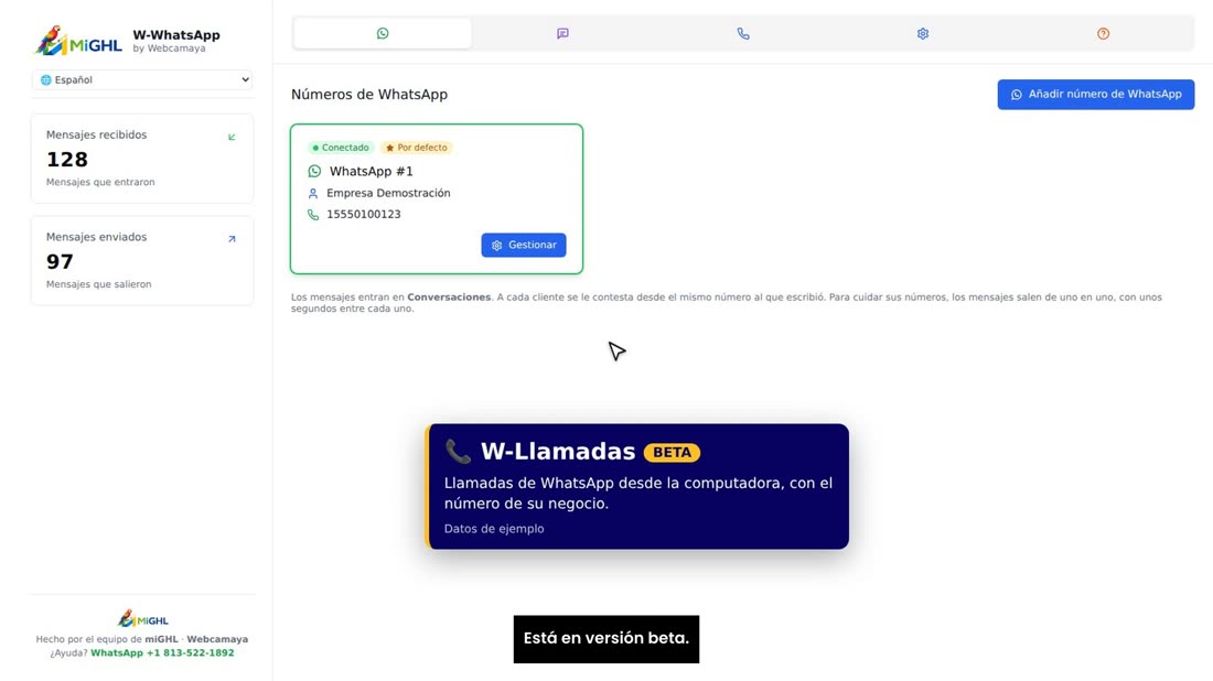 W-Llamadas es un teléfono de WhatsApp para la computadora. Está en versión beta.